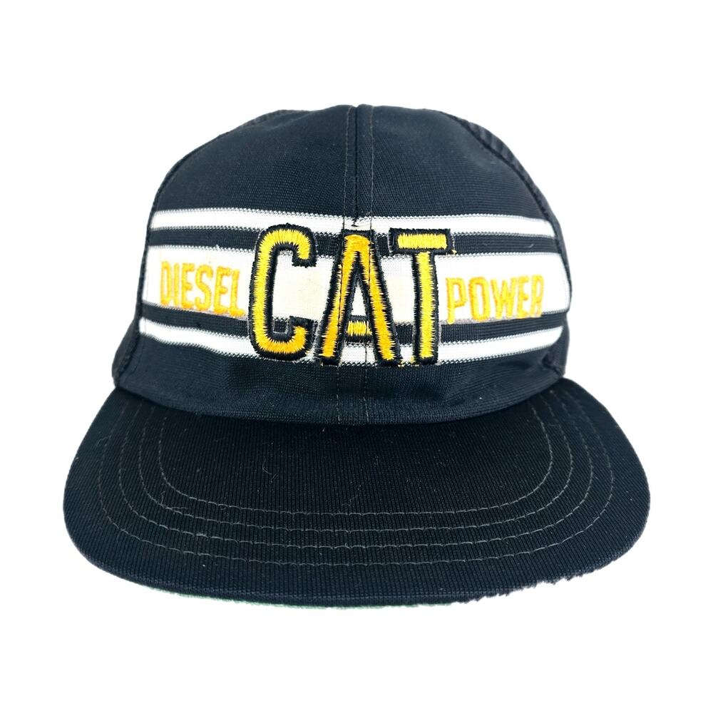 Vintage CAT Diesel Power Snapback Mesh Black Trucker Hat Cap Catepillar
